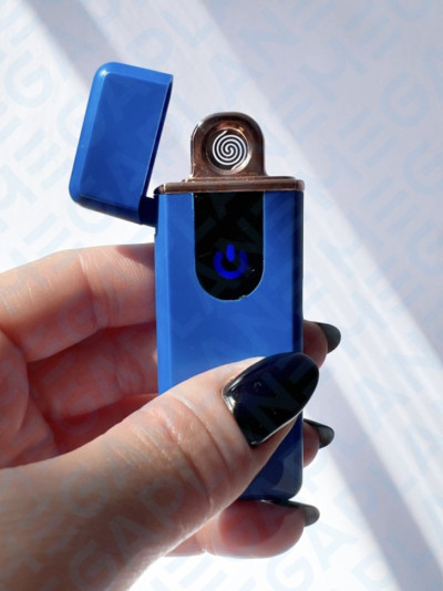 Зажигалка электронная с зарядкой от USB, синяя