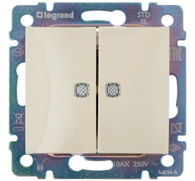 Выключатель LEGRAND Valena 2кл. с подсветкой кремовый 774328