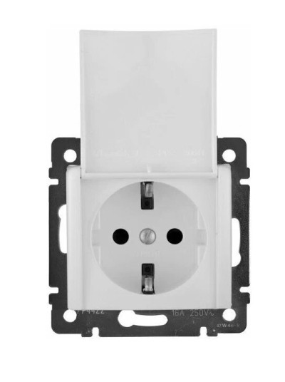 Розетка LEGRAND Valena 1-местная с/з с крышкой белый 774422
